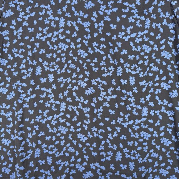 Lush Shirt Medium Blue Micro Floral Flower Michelle Tie Back Blouse Boho Peasant - Picture 5 of 9